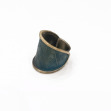 Pierścionek artystyczny liść niebieski Dorian Grabowski