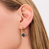 Kolczyki srebrne pozłacane z czarną koniczyną