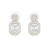 Srebrne klipsy z białą cyrkonią