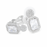 Srebrne klipsy z białą cyrkonią