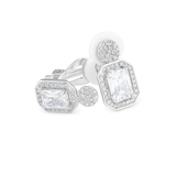 Srebrne klipsy z białą cyrkonią