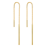 Kolczyki złote na łańcuszku przeciągane pałeczki