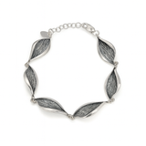 Bransoletka srebrna oksydowany liść