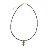 Naszyjnik srebrny pozłacany z malachitem