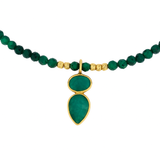 Naszyjnik srebrny pozłacany z malachitem