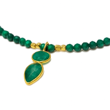 Naszyjnik srebrny pozłacany z malachitem