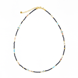 Pozłacany naszyjnik srebrny z turmalinem, turkusem i akwamarynem