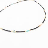 Pozłacany naszyjnik srebrny z turmalinem, turkusem i akwamarynem