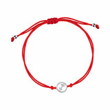 Srebrna bransoletka znak zodiaku strzelec na czerwonym sznurku