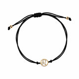 Bransoletka znak zodiaku lew na czarnym sznurku- srebro pozłacane