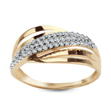 Pierścionek złoty z pasem cyrkonii