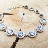 Bransoletka srebrna ozdobna z okrągłymi cyrkoniami