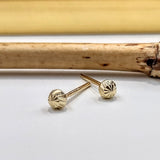 Kolczyki złote kulki grawerowane 3 mm