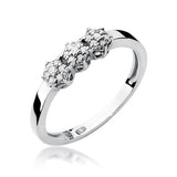 Złoty pierścionek wielokamieniowy z diamentem 0,12 ct
